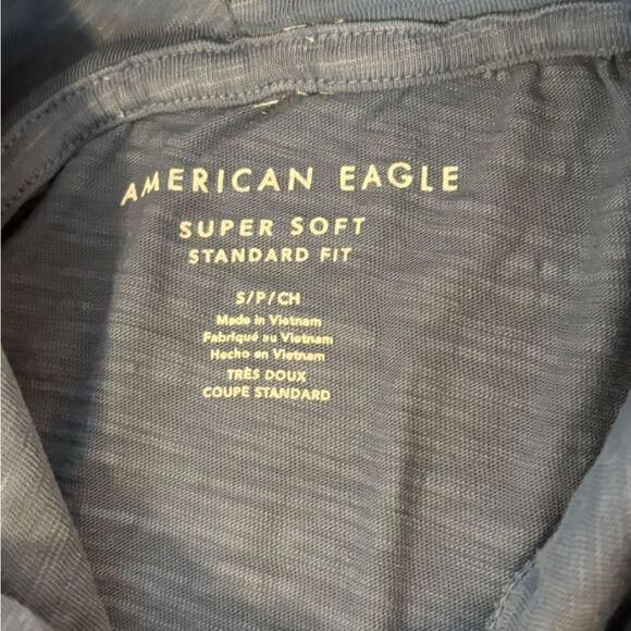 American Eagle AE Super Soft Slub Hoodie Tee Mens Size Small Blue Gradient - Picture 5 of 8